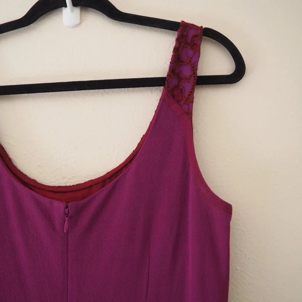 Diane Von Furstenberg Geovana Purple Amethyst Sleeveless Lace Panel Sheath Dress - Picture 11 of 12